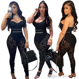 Capris Woman Lace Pants Designer Letter Printing Sexy Hollow Out Leggings Side Zipper New Fashion High Waist Long Trousers