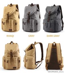 Laptop Cases Backpack Vintage Canvas Backpack for Men Commuting Travel Bag 15.6 inch Laptop Bag High Capacity for College Backpack with USB Charging