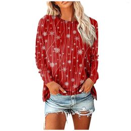 Women's Hoodies 2023 Christmas Snowflake And Plaid Autumn Winter Printed Long-sleeved Round Neck Pullover Large Size Sweatshirt