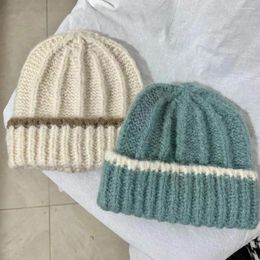 Berets Winter Warm Beanies Casual Short Thread Hip Hop Hat Adult Men Female Wool Knitted Skull Cap Elastic Unisex