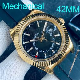 Men Watch Automatic Mechanical Movement Small Dial can rotate Casual Watches Belt steel belt Strap 42mm Waterproof Wristwatch Birthday Gift skydweller