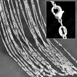 10pcs Lot 2mm Figaro Chain 925 Sterling Silver Jewellery Necklace Chains with Lobster Clasps Size 16 18 20 22 24 26 28 30 Inch301l