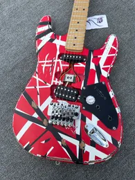 Guitarra Guitarra Elétrica Relic Pizza Floyd Rose Vibrato Bridge, Red Frank 5150, White and Black Light, Edward Eddie Van Halen, nvio Gladys