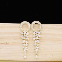 Dangle & Chandelier Dubai 18 Karat Gold Pendant Earrings Rose Tassel Jewelry Earrings For A Wedding Party Elegant And Beautiful L255f