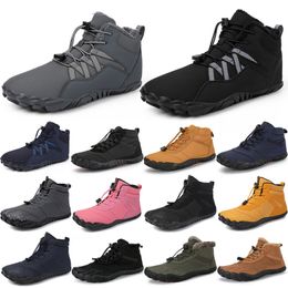 Men women boots triple black chestnut pink navy grey ankle short boot fur keep warm booties cotton casual shoes