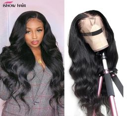 Ishow 2026 inch 13x2 Human Hair Wigs PrePlucked Lace Front Wig Straight Body Loose Deep for Women Natural Color Clearance2134777