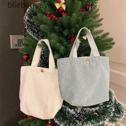 Shoulder Bags Small Corduroy Lunch Bag for Women Eco Canvas Portable Tote Mini Female Students Bento Picnic Food Travel Handbagsblieberryeyes