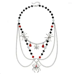 Choker Exquisite Crystal Beaded Necklace Exaggerated Spiders Pendant Collar Chain Gift
