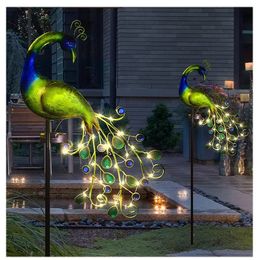 Solar Powered LED Lawn Light Peacock Waterproof Fairy Garden Decor Lamp For Pavilion Yard Landscape Lights 231227