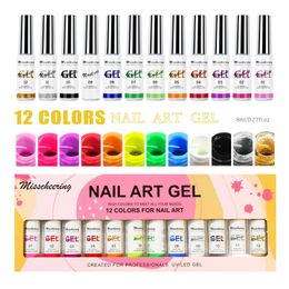 12Pcs Line Gel Nail Polish Set Semi Permanent UV Gel for DIY Painting Drawing Manicure Varnish Nail Art Liner Gel Brushed Glue 231227