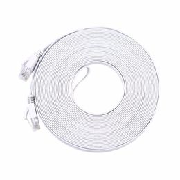 Connectors Freeshipping 30M Pure copper wire CAT6 Flat UTP Ethernet Network Cable RJ45 Patch LAN cable white Colour