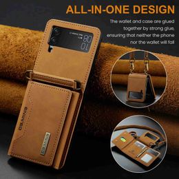 Cell Phone Cases Wallet Function Shockproof Leather Case for Samsung Galaxy Z Flip 5 5G Flip4 Flip5 Flip3 Flip 4 3 Card Slot Cell Phone Cover
