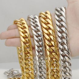 Chains 16/20mm Wide Heavy Polished Stainless Steel Curb Cuban Necklace For Men Boys Waterproof Bracelet Jewelry