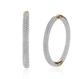 Hemiston Top Quality Luxury Big Full Paved Cubic Zirconia Creole Hoop Earrings Romantic Jewelry Gift For Women Brincos Tf 126e T1282L