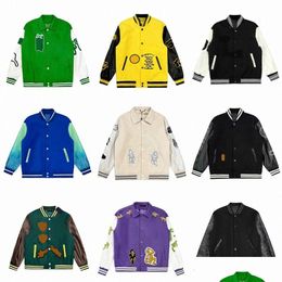 Mens Jackets Baseball Varsity Jacket Letter Stitching Embroidery Autumn And Winter Men Loose Causal Outwear Coats Drop Delivery Appare Dh07H