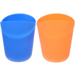 Dinnerware Sets 2 Pcs Popcorn Bucket Foldable Buckets Party Container French Fries Boxes Snack Serving Silica Gel Movie-night Bowl