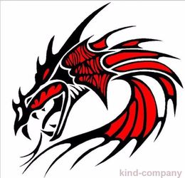 Stickers 1set red vehical motor racing Car sport power auto 1pcs red dragon head Vinyl emblem sticker Decals FOR motor hood side