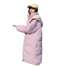 Women's Trench Coats Long Down Cotton Jacket Women Parkas Hooded Temperament 2023 Winter Loose Girls Multi-Color Thick Warm Outwear