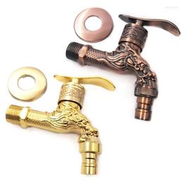 Bathroom Sink Faucets Dragon Pattern Water Tap Mop Pool Faucet Outdoor Garden Quick Single Cold Drop