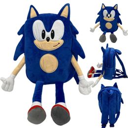 Hot 40cm Sale Super Sonic the Hedgehog Backpack Game Anime Children Plushie Travel Bag Cartoon Soft Plush Kids Schoolbag Toys