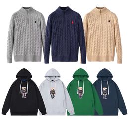 hoodie Men sweater designer hoodies polo shirts half zipper business sweaters long sleeve high collar twist jumper Horse Embroidery mens autum 1148ess