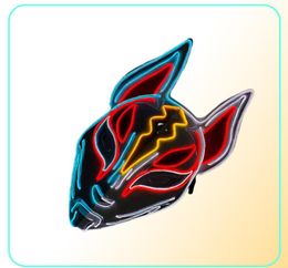 Halloween Cosplay Party LED Light up Mask Colourful Neon Light EL Mask Japanese Anime Fox Mask Glow In The Dark DJ Club Props Y22058452464