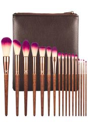 Professional 17pcs Makeup Brushes Set Fashion Lip Powder Eye Kabuki Brush Complete Kit Cosmetics Beauty Tool with Leather Case5237198
