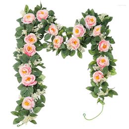 Decorative Flowers Artificial Peony Vines Floral Garland With 3D Butterfly Decor For Wedding Ceremony Arch Garden Table Centerpieces Hanging