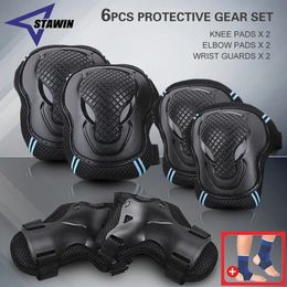 6Pcs Teens Adult Knee Pads Elbow Pads Wrist Guards Protective Gear Set for Roller Skating Skateboarding Scooter Cycling Sports 231227