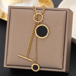 Pendant Necklaces 316L Stainless Steel Geometry Roman Numerals Long Style Sweater Chain For Women Fashion Jewelry Party Gift