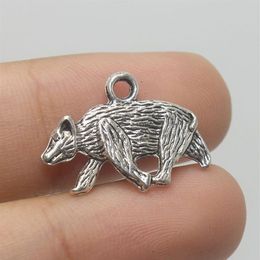 50pcs lot 21 x 15mm Bear charms pendants in antique silver tone for jewelry diy making pj36302i