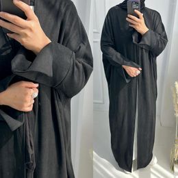 Ethnic Clothing Muslim Islamic Thick Warm Cardigan Dress Open Front Abaya Kaftan Dubai Fashion Kimono Sleeve Robe Gown Clothes