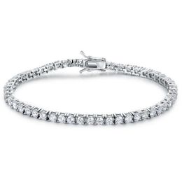 Quality 4A Entire 3mm 4mm CZ Tennis Bracelet In Real Solid 925 Sterling Silver Classial Jewellery 2pcs Lot247Z