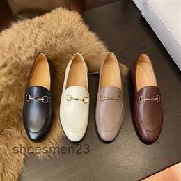 New arrival designer shoes Genuine leather horse buckle shoes women foot flat sole shoe soft sole British style leather shoes G shoes G62DL