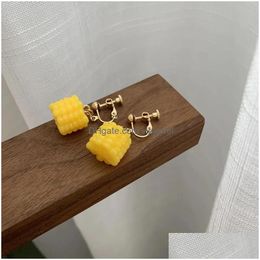 Dangle Chandelier Earrings 2023 Korean Fashion Jewellery Gold Plated Cute Vegetable Food Sweet 3D Hypoallergenic Corn For Women Girl Dhwef