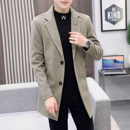New Elegant Black Long Pioneer Men's Ultra Thin Set Korean Fashion Long Jacket Men's Winter Coat Gentleman Trench Coat Khaki 231227