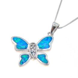 Wild Life Opal Pendant 925 Sterling Silver Jewelry Blue Fire Opal Butterfly Charm Pendant Womens Jewelry For Gift 2105242044