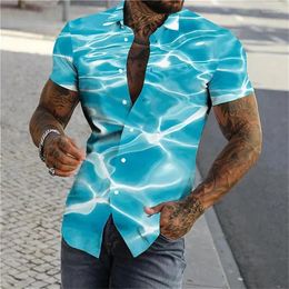Men's Casual Shirts Hawaiian Shirt 3D Summer Short Sleeve Fashion Beach Holiday Lapel Button Breathable Oversize Coat Top