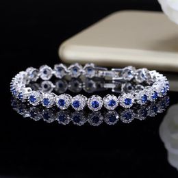 Chain Trendy Green And White Cubic Zirconia Stone Setting Ladies Tennis Bracelets Silver 925 Jewellery For Women B100276O