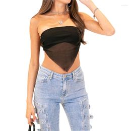 Women's Tanks Xingqing Strapless Top Y2k Clothes Women Solid Colour Off Shoulder Sleeveless Irregular Hem Bandeau 2000s Clothing Streetwear