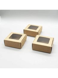 10 pieces/batch window kraft paper boxes used for manual soap packaging folding airplane shaped candy boxes jewelry packaging 231227