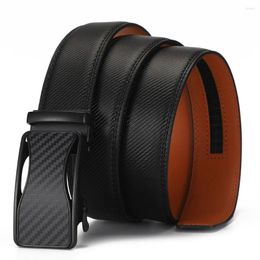 Belts Luxury Design Genuine Leather Belt Men Casual Vintage Automatic Buckle Waistband Business Ratchet