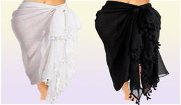 Fashion Women Summer Swimwear Bikini Coverups Cover Up Beach Maxi Long Wrap Skirt Sarong Dress Black And White8441213