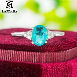 Cluster Rings GZ Brazilian Paraiba Tourmaline Gemstones Ring For Women Genuine 925 Sterling Silver White Rhodium Engagement Size 4329U