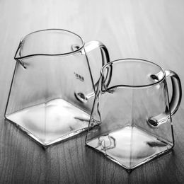 Heat-Resisting Clear Glass Tea Pitcher Square Creative Chinese Tea Set Accessory Chahai Milk Glass Pitcher Coffee Pot Water Jug 231227