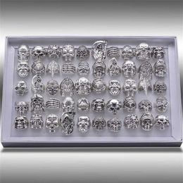 20pcs Skull Ring Punk Vintage Skeleton Rings Gold Black Mens Mixed Rings Jewelry Whole Lots Party Gift 211012229h