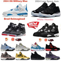 New 11S Low Space Jam Basketball Shoes 11S Gratitude Neapolitan 4S Military Blue Red Cement Popular Sneaker Trainer Outdoor sports shoes with box