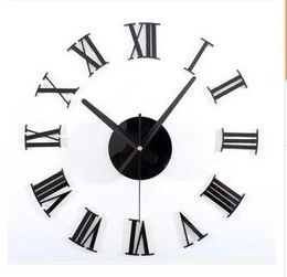 Clocks Classic black 3 d DIY Roman numerals wall clock Creative combination of the wall clock DIY clock