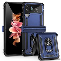 Cell Phone Cases For Samsung Z Flip4 5G Anti-Drop Cell Phone Cover for Samsung Galaxy Z Flip4 Flip 4 5G Flip3 Flip 3 Case Finger Ring Coque