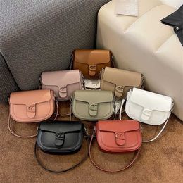 16% OFF Designer bag Spring New Women's Fashionable Versatile Saddle French Small Stand One Shoulder Solid Colour Simple Crossbody Bag